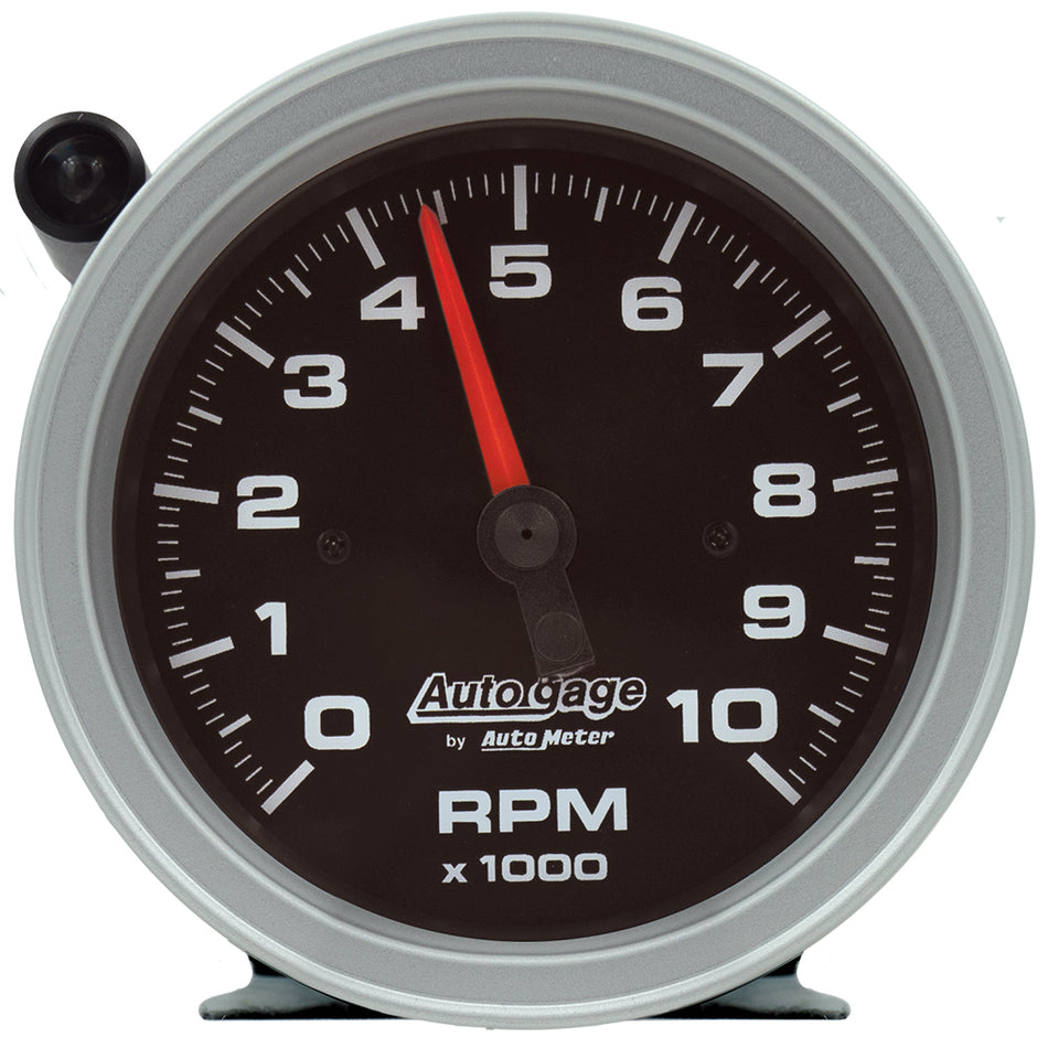 AutoMeter Tachometer - Auto Gage - 10000 RPM - Electric - Analog - 3-3/4 in Diameter - Pedestal Mount - Black Face - Each