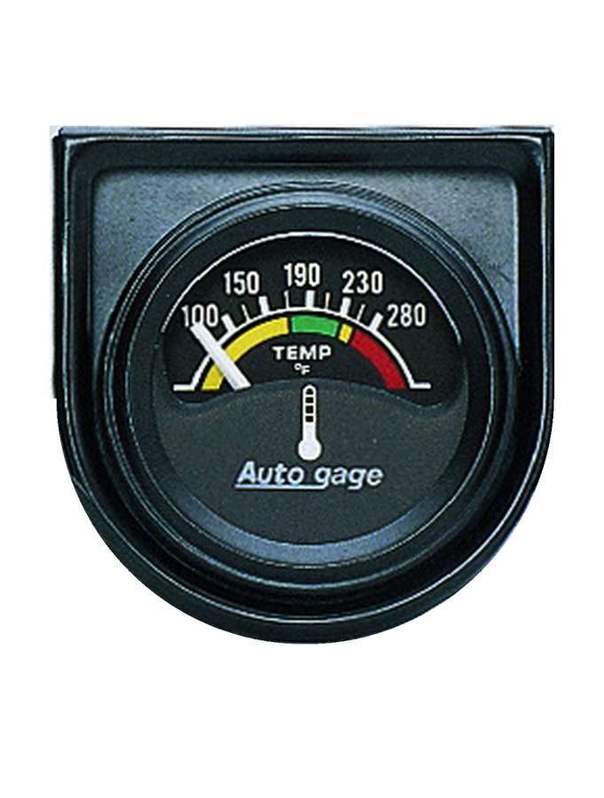 AutoMeter Water Temperature Gauge - Auto Gage - 100-280 Degree F - Electric - Analog - Short Sweep - 1-1/2 in Diameter - Panel Mount - Black Face - Each