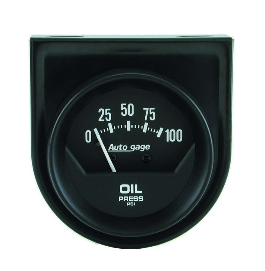 AutoMeter Oil Pressure Gauge - Auto Gage - 0-100 psi - Mechanical - Analog - Short Sweep - 2-1/16 in Diameter - Mounting Panel - Black Face - Each