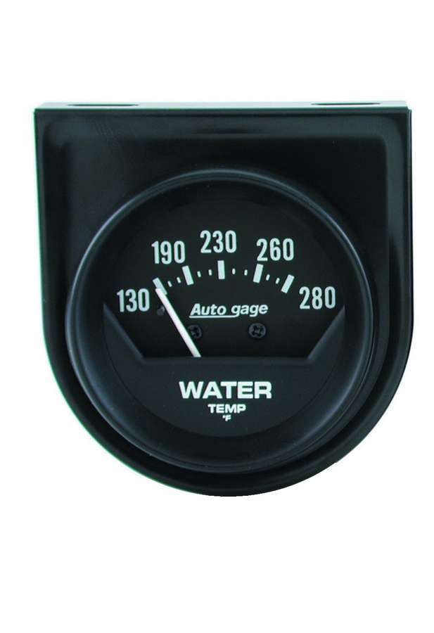 AutoMeter Water Temperature Gauge - Auto Gage - 130-280 Degree F - Mechanical - Analog - Short Sweep - 2-1/16 in Diameter - Panel Mount - Black Face - Each
