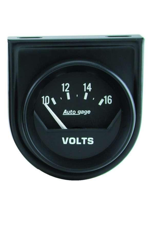 AutoMeter Voltmeter - Auto Gage - 10-16V - Electric - Analog - Short Sweep - 2-1/16 in Diameter - Panel Mounted - Black Face - Each