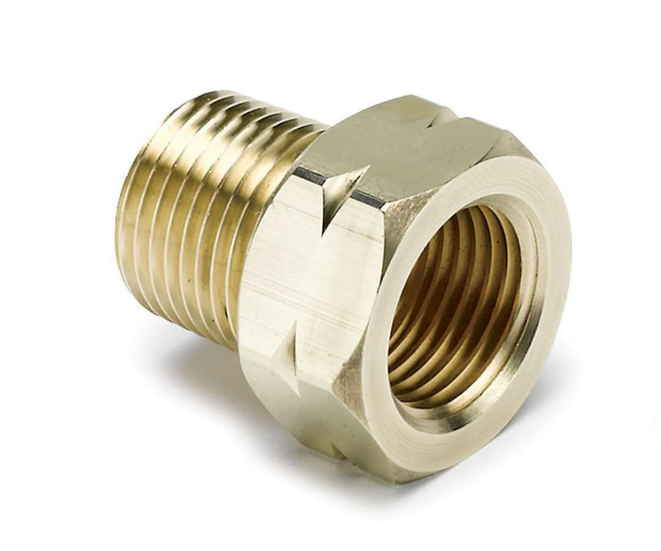 AutoMeter Fitting - Adapter - Straight - 5/8-18 in Female to 3/8 in NPT Male - Brass - Natural - Mechanical Temperature Gauges - Each