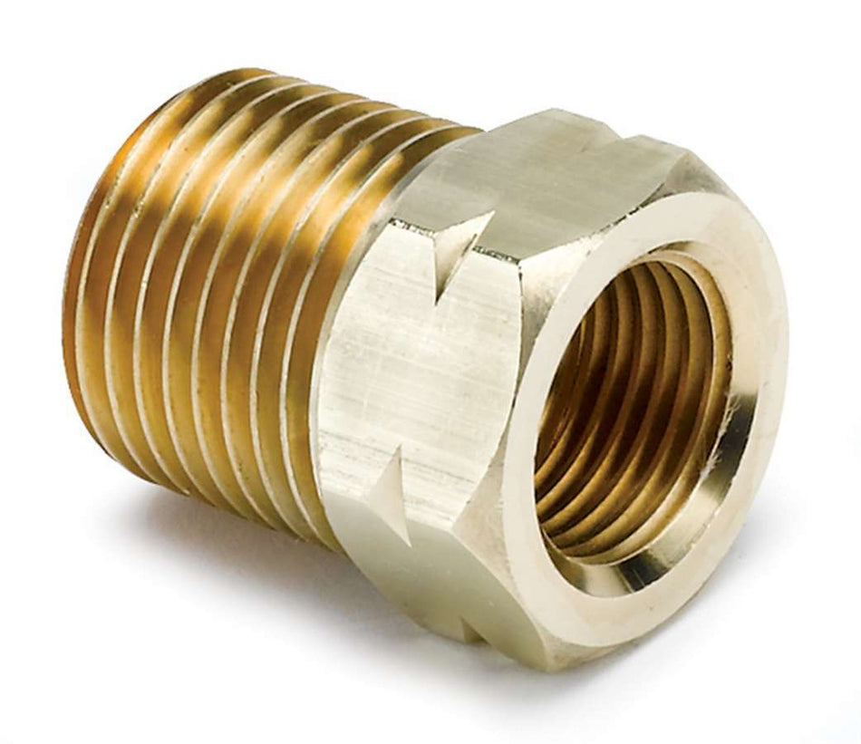 AutoMeter Fitting - Adapter - Straight - 5/8-18 in Female to 1/2 in NPT Male - Brass - Natural - Mechanical Temperature Gauges - Each