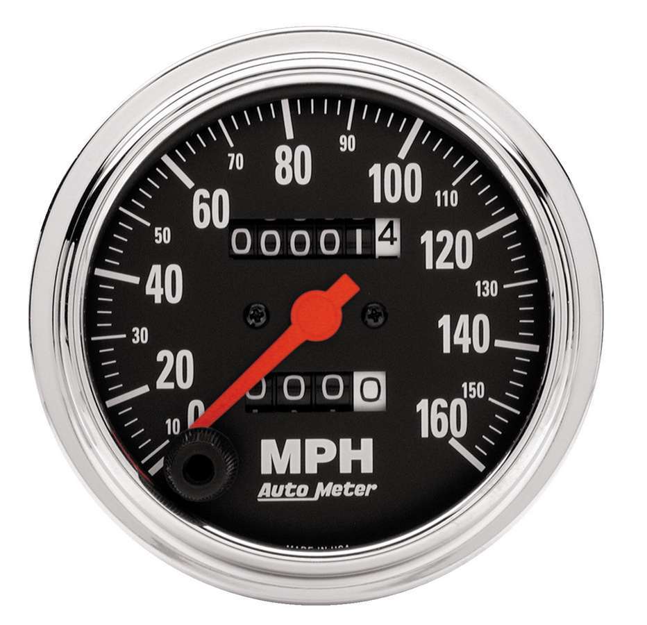 AutoMeter Speedometer - Traditional Chrome - 160 MPH - Mechanical - Analog - 3-3/8 in Diameter - Black Face - Each