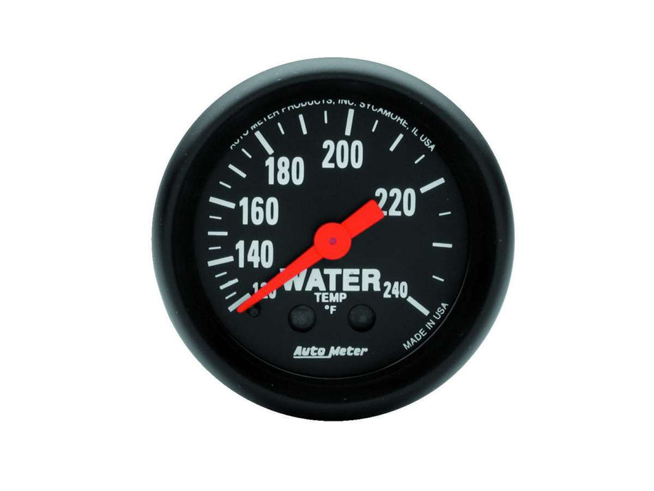 AutoMeter Water Temperature Gauge - Z-Series - 120-240 Degree F - Mechanical - Analog - Full Sweep - 2-1/16 in Diameter - Black Face - Each
