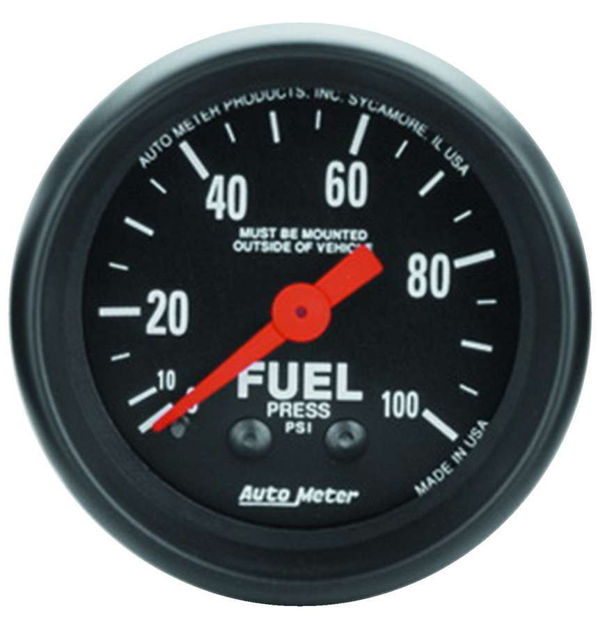 AutoMeter Fuel Pressure Gauge - Z-Series - 0-100 psi - Mechanical - Analog - Full Sweep - 2-1/16 in Diameter - Black Face - Each