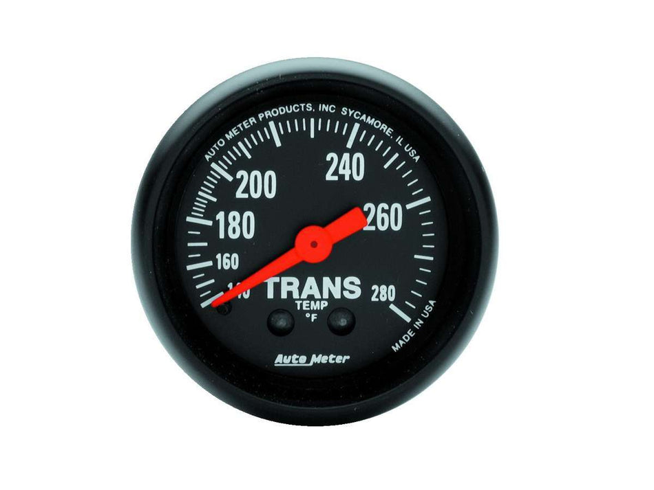 AutoMeter Transmission Temperature Gauge - Z-Series - 140-280 Degree F - Mechanical - Analog - Full Sweep - 2-1/16 in Diameter - Black Face - Each