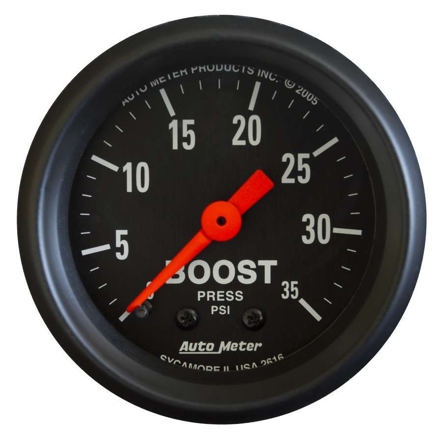 AutoMeter Boost Gauge - Z Series - 0-35 psi - Mechanical - Analog - 2-1/16 in Diameter - Black Face - Each