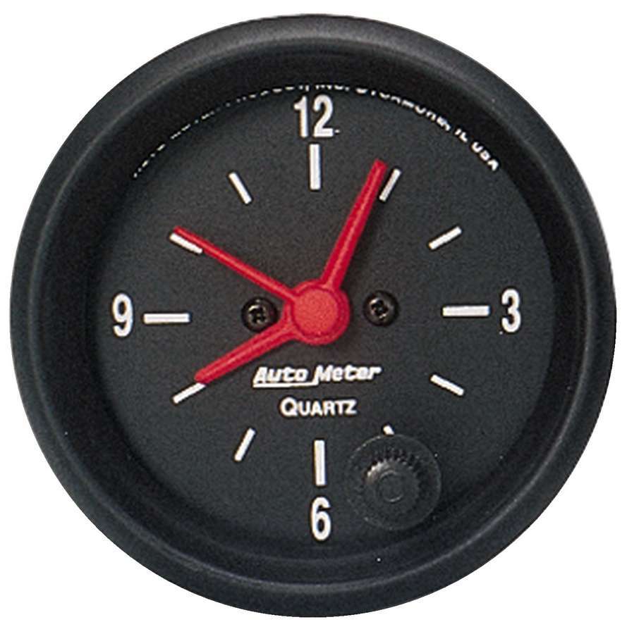 AutoMeter Clock Gauge - Z-series - Electric - Analog - 2-1/16 in Diameter - Black Face - Each