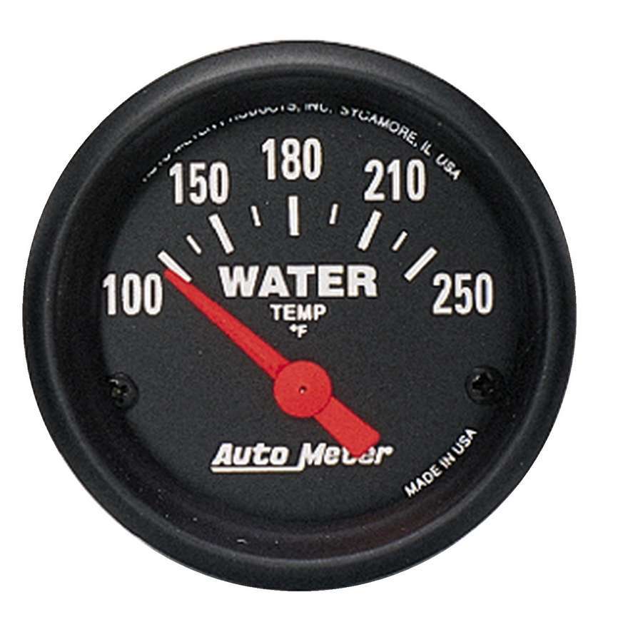 AutoMeter Water Temperature Gauge - Z-Series - 100-250 Degree F - Electric - Analog - Short Sweep - 2-1/16 in Diameter - Black Face - Each