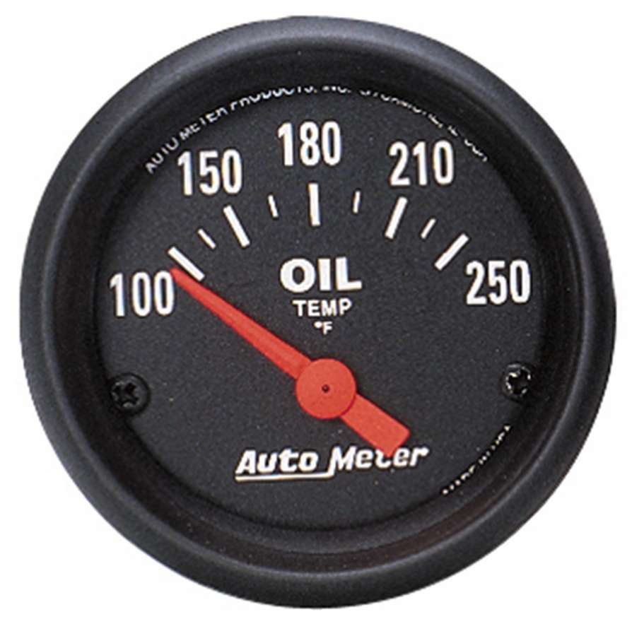 AutoMeter Oil Temperature Gauge - Z-series - 100-250 Degree F - Electric - Analog - Short Sweep - 2-1/16 in Diameter - Black Face - Each