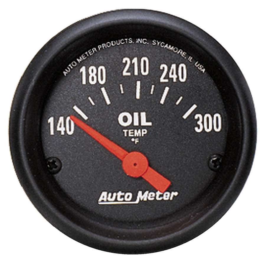 AutoMeter Oil Temperature Gauge - Z-series - 140-300 Degree F - Electric - Analog - Short Sweep - 2-1/16 in Diameter - Black Face - Each