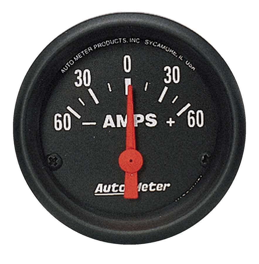 AutoMeter Ammeter - Z-Series - 60-0-60 amps - Electric - Analog - Short Sweep - 2-1/16 in Diameter - Black Face - Each