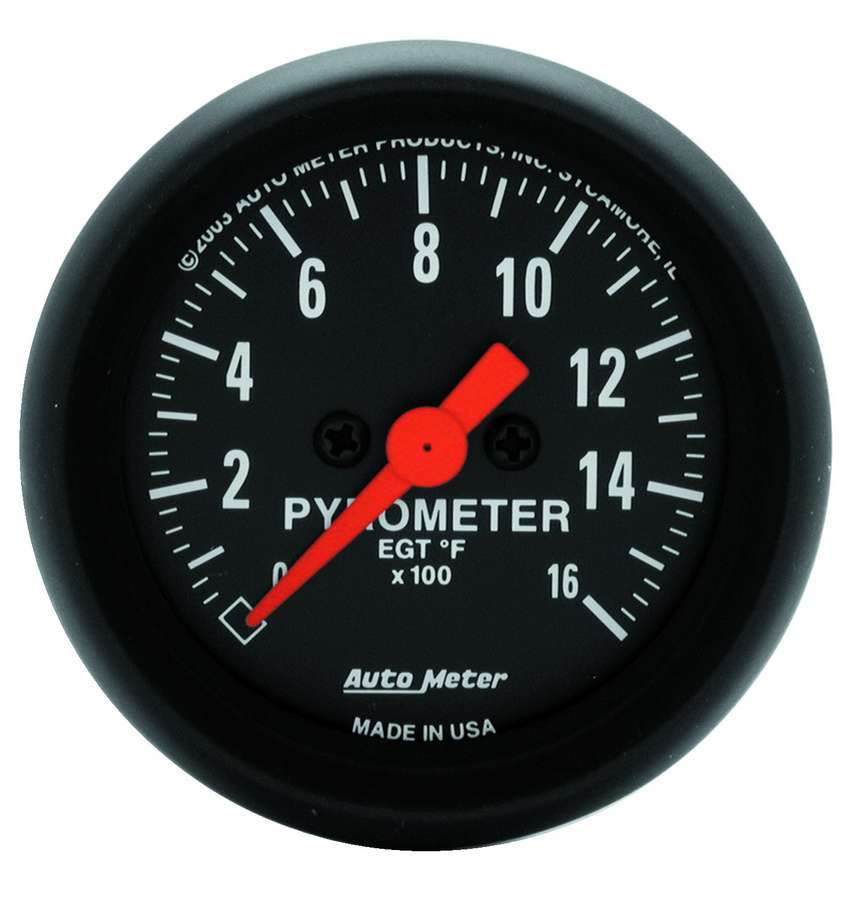 AutoMeter EGT Gauge - Z-Series - 0-1600 Degree F - Electric - Analog - Full Sweep - 2-1/16 in Diameter - Black Face - Each