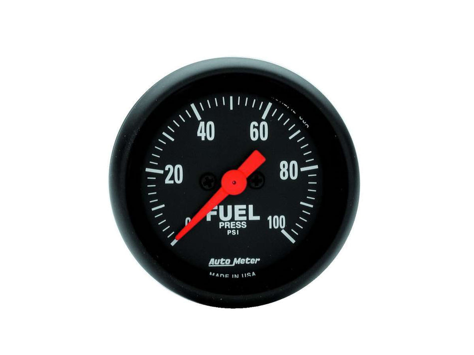 AutoMeter Fuel Pressure Gauge - Z-Series - 0-100 psi - Electric - Analog - Full Sweep - 2-1/16 in Diameter - Black Face - Each
