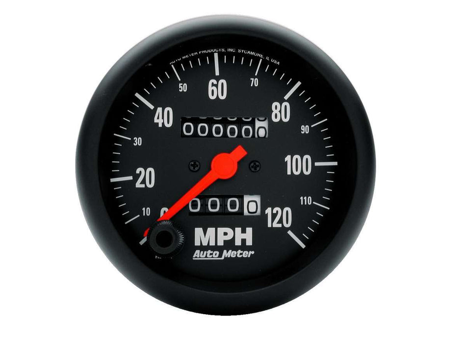 AutoMeter Speedometer - Z-Series - 120 MPH - Mechanical - Analog - 3-3/8 in Diameter - Black Face - Each