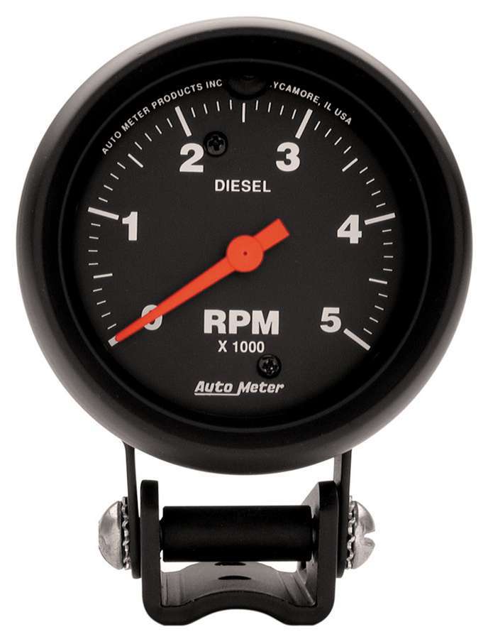 AutoMeter Tachometer - Z-Series - 5000 RPM - Electric - Analog - 2-5/8 in Diameter - Pedestal Mount - Black Face - Each