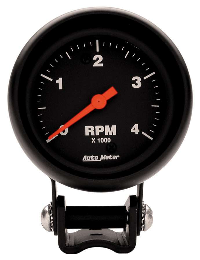 AutoMeter Tachometer - Z-Series - 4000 RPM - Electric - Analog - 2-5/8 in Diameter - Pedestal Mount - Black Face - Each