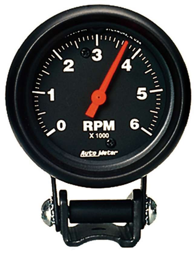 AutoMeter Tachometer - Z-Series - 6000 RPM - Electric - Analog - 2-5/8 in Diameter - Pedestal Mount - Black Face - Each
