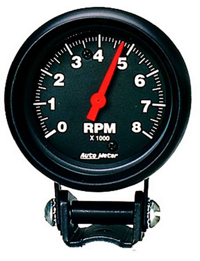 AutoMeter Tachometer - Z-Series - 8000 RPM - Electric - Analog - 2-5/8 in Diameter - Pedestal Mount - Black Face - Each