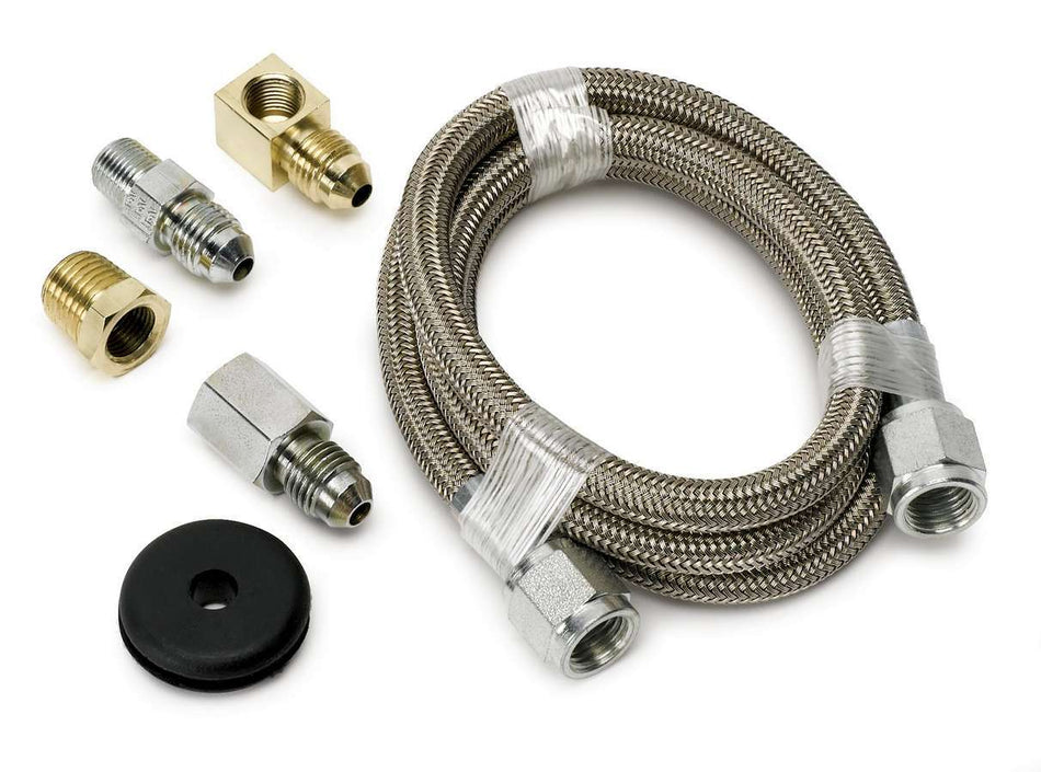 AutoMeter Gauge Line Kit - 4 AN - 3 ft - 4 AN Female to 4 AN Female - Fittings Included - Braided Stainless - Mechanical Pressure Gauges - Kit