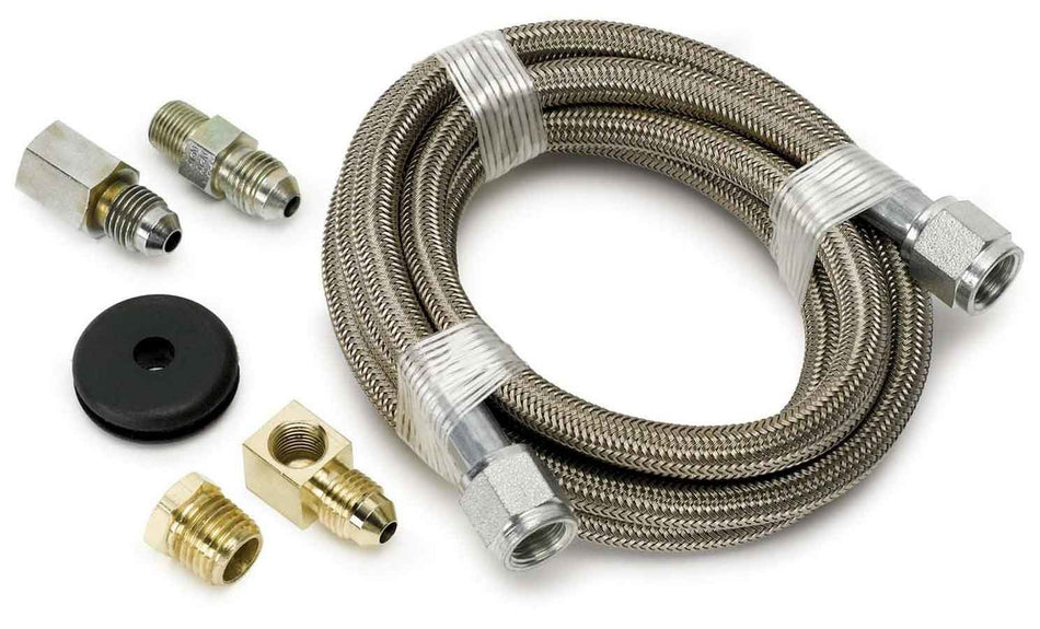 AutoMeter Gauge Line Kit - 4 AN - 6 ft - 4 AN Female to 4 AN Female - Fittings Included - Braided Stainless - Mechanical Pressure Gauges - Kit