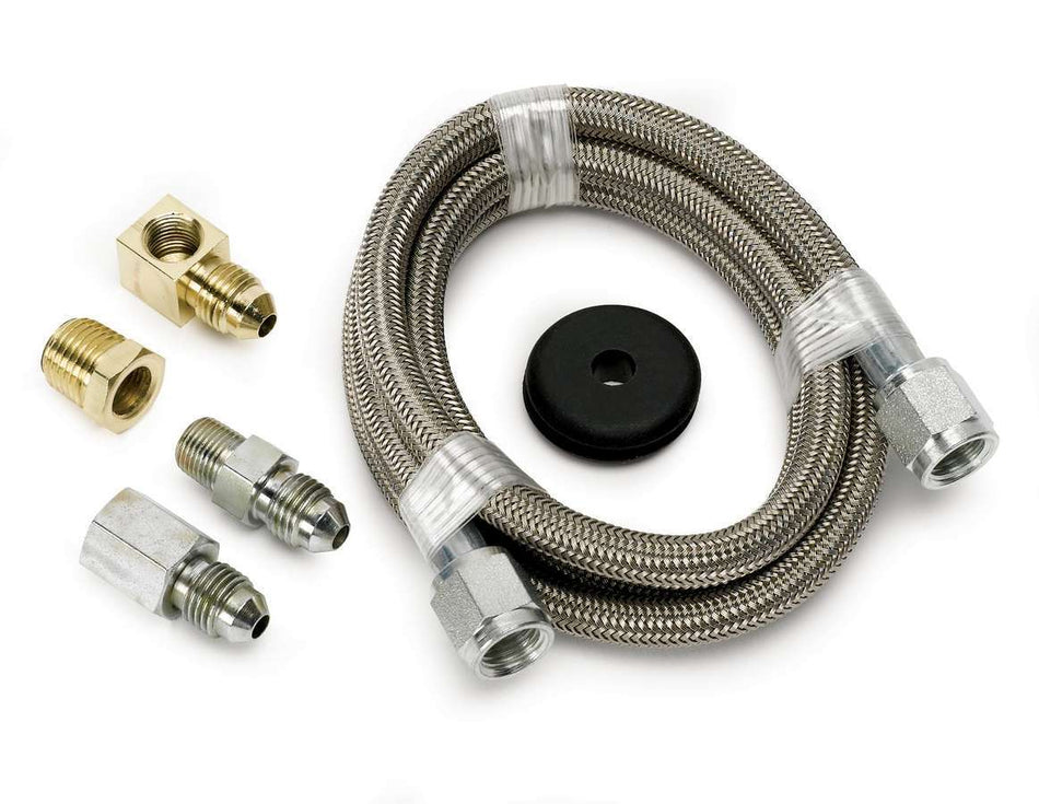 AutoMeter Gauge Line Kit - 4 AN - 4 ft - 4 AN Female to 4 AN Female - Fittings Included - Braided Stainless - Mechanical Pressure Gauges - Kit