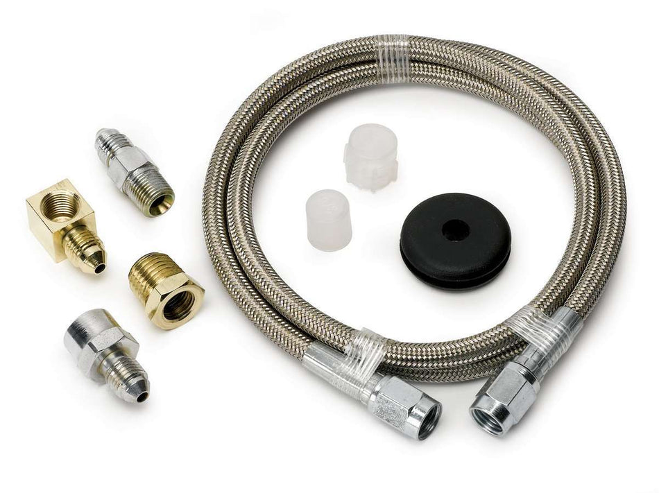 AutoMeter Gauge Line Kit - 3 AN - 3 ft - 3 AN Female to 3 AN Female - Fittings Included - Braided Stainless - Mechanical Pressure Gauges - Kit