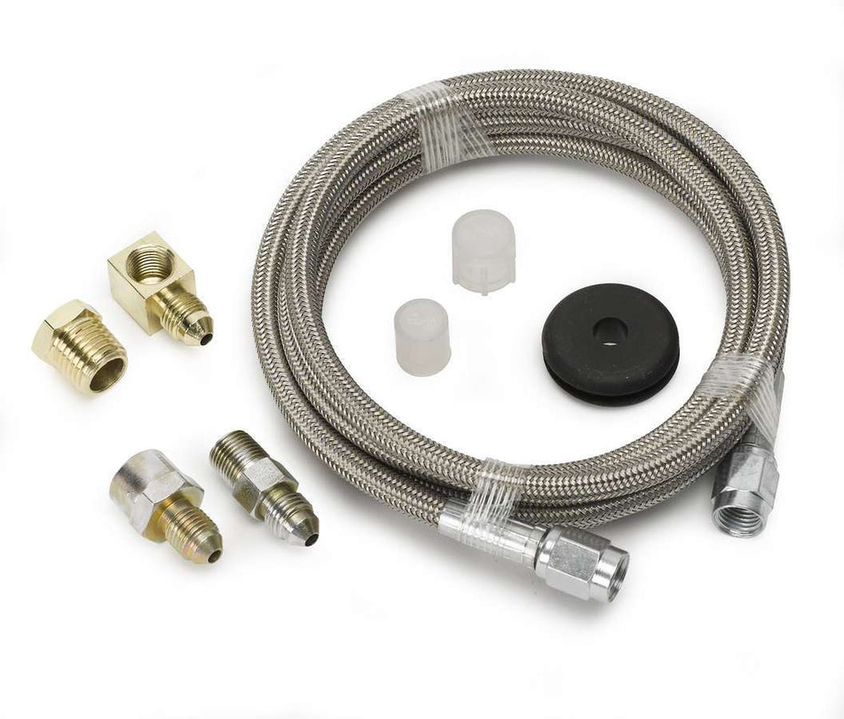 AutoMeter Gauge Line Kit - 3 AN - 6 ft - 3 AN Female to 3 AN Female - Fittings Included - Braided Stainless - Mechanical Pressure Gauges - Kit