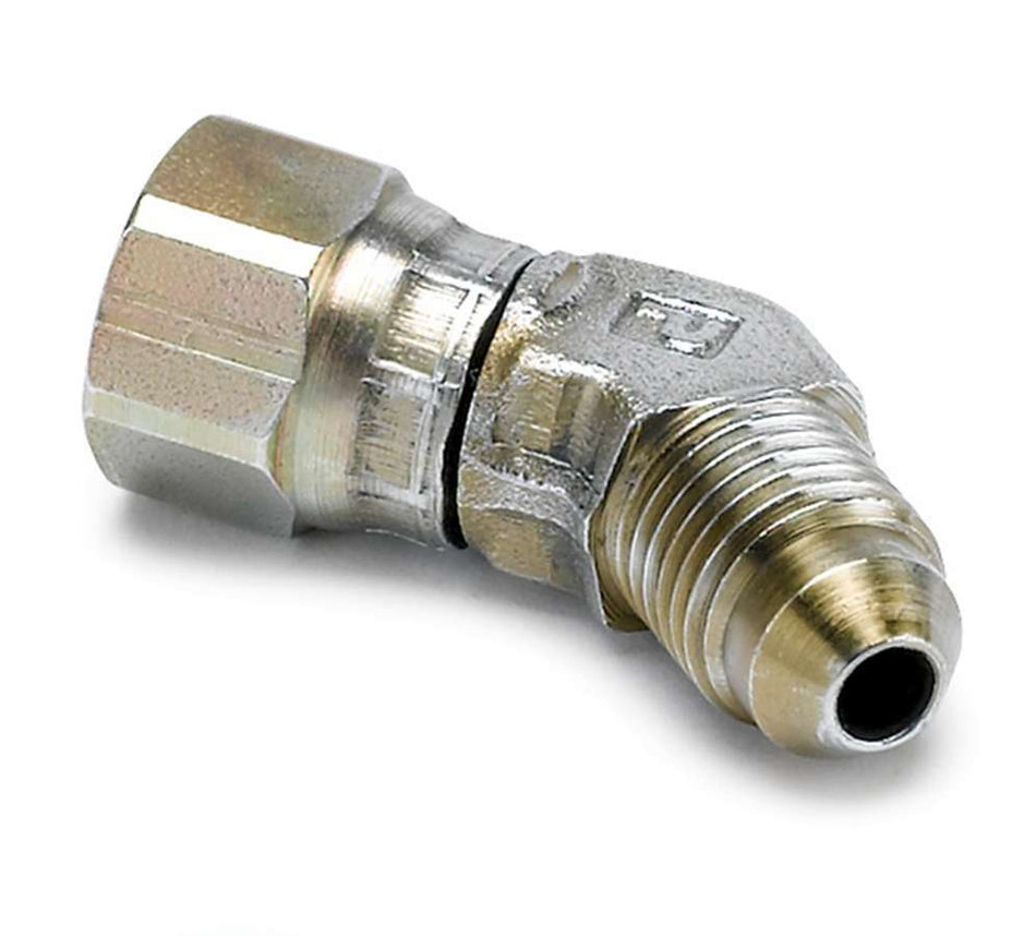 AutoMeter Fitting - Adapter - 45 Degree - 4 AN Female Swivel to 4 AN Male - Steel - Zinc Coated - Mechanical Pressure Gauges - Each