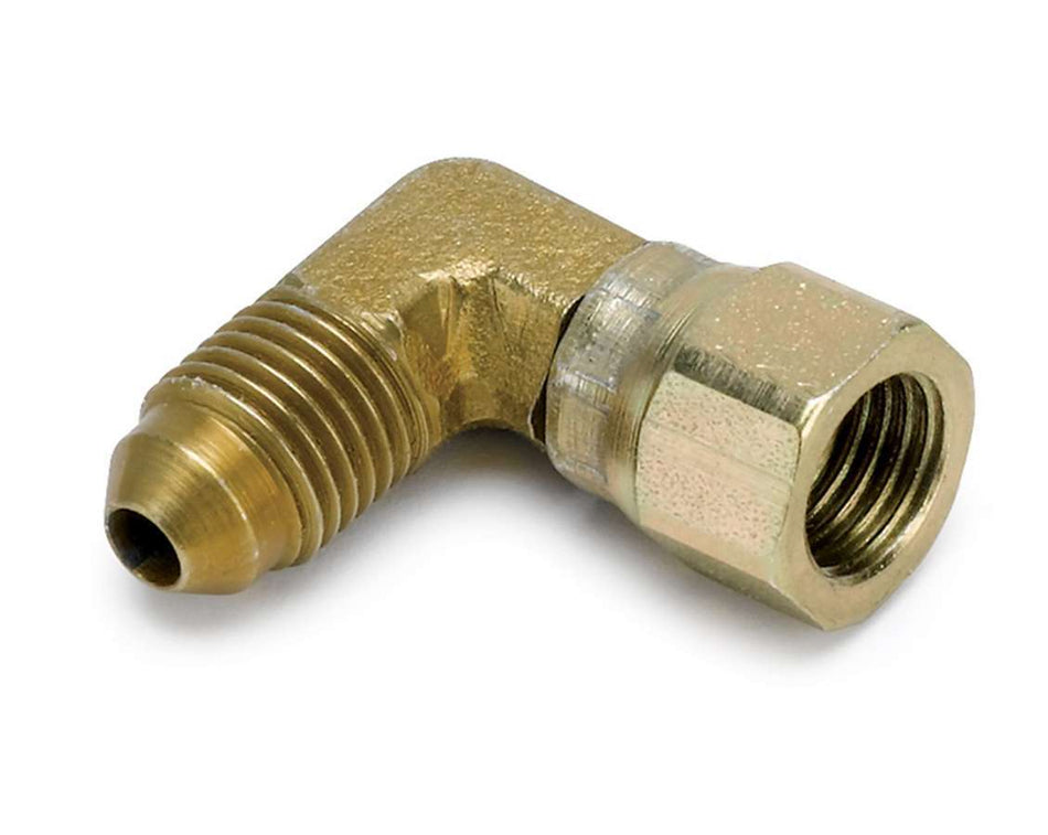 AutoMeter Fitting - Adapter - 90 Degree - 4 AN Female Swivel to 4 AN Male - Steel - Zinc Coated - Mechanical Pressure Gauges - Each