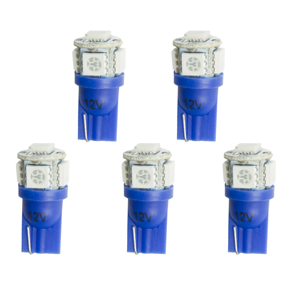 AutoMeter LED Light Bulb - 5 LED - Blue - T3 Wedge Style - Set of 5