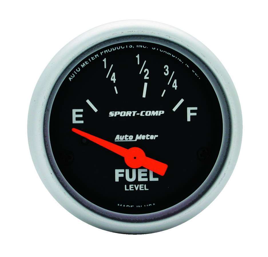 AutoMeter Fuel Level Gauge - Sport-Comp - 73-10 ohm - Electric - Analog - Short Sweep - 2-1/16 in Diameter - Black Face - Each
