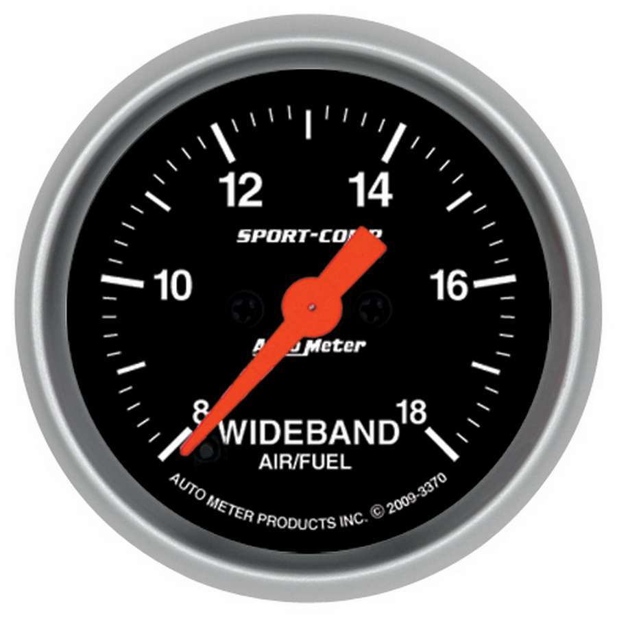 AutoMeter Air-Fuel Ratio Gauge - Sport-Comp - Wideband - 8:1-18:1 AFR - Electric - Analog - Full Sweep - 2-1/16 in Diameter - Black Face - Each