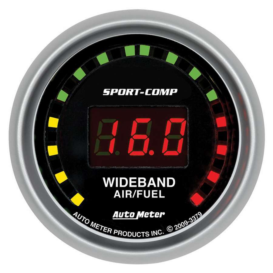 AutoMeter Air-Fuel Ratio Gauge - Sport-Comp - Wideband - 10:1-17:1 AFR - Electric - Digital - 2-1/16 in Diameter - Black Face - Each