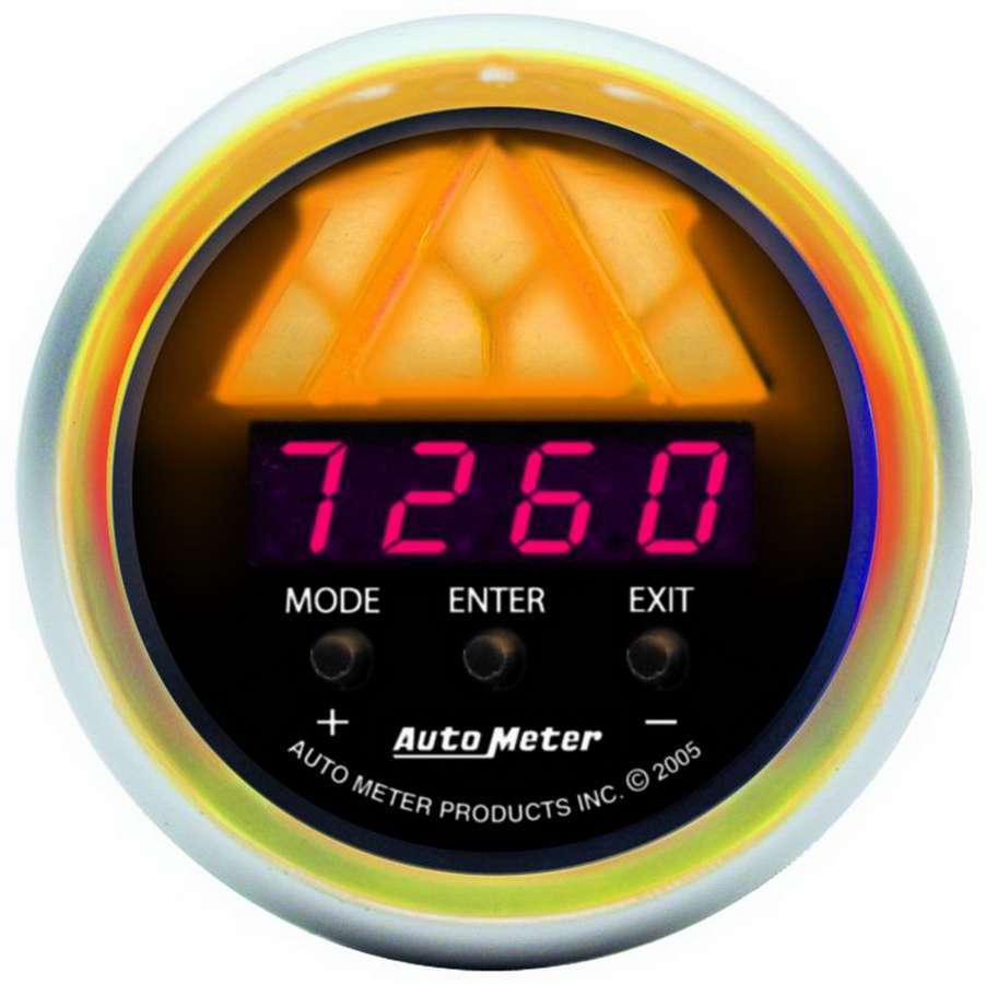 AutoMeter Shift Light - Sport-Comp - 0-16000 RPM - 1 Shift Point - Digital - 2-1/16 in Diameter - Amber Light - Black Face - Each
