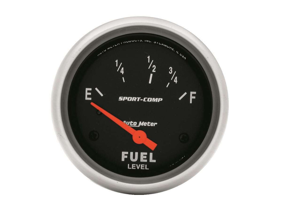 AutoMeter Fuel Level Gauge - Sport-Comp - 73-10 ohm - Electric - Analog - Short Sweep - 2-5/8 in Diameter - Black Face - Each