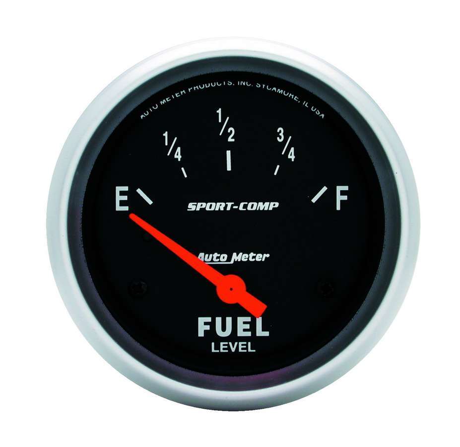 AutoMeter Fuel Level Gauge - Sport-Comp - 0-30 ohm - Electric - Analog - Short Sweep - 2-5/8 in Diameter - Black Face - Each