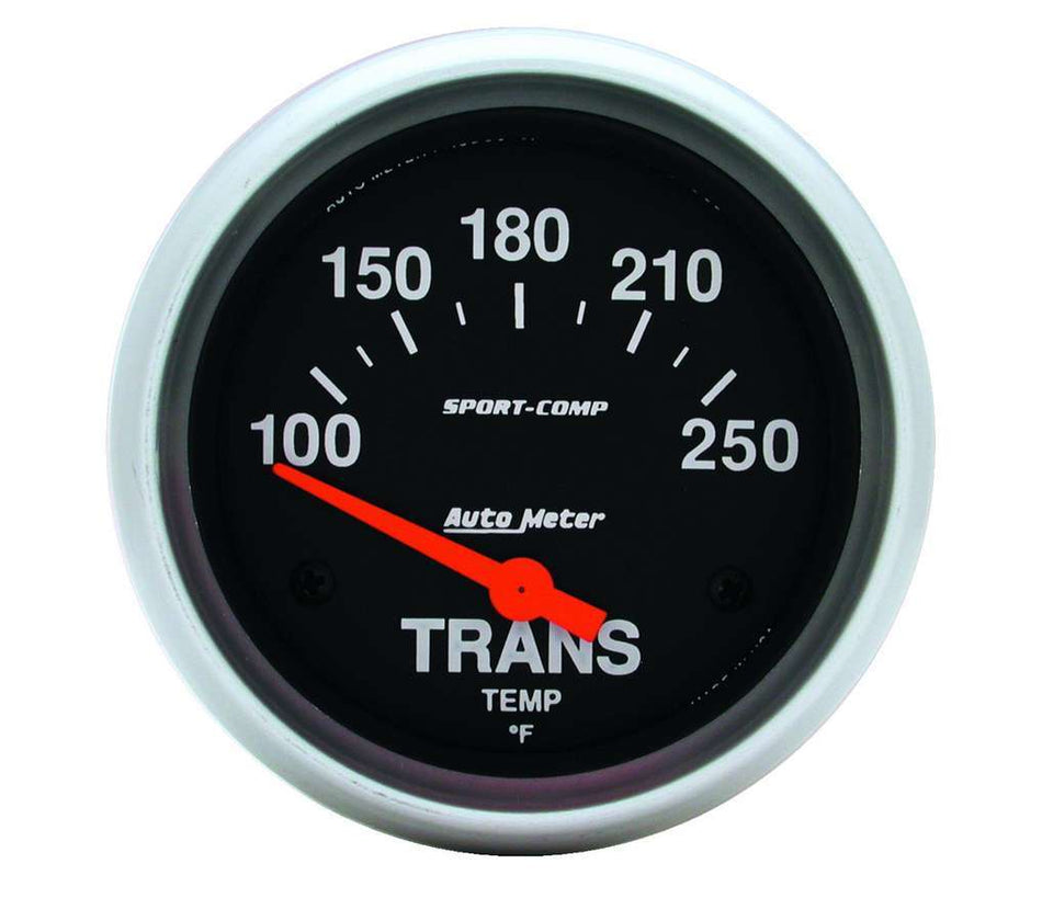 AutoMeter Transmission Temperature Gauge - Sport-Comp - 100-250 Degree F - Electric - Analog - Short Sweep - 2-5/8 in Diameter - Black Face - Each