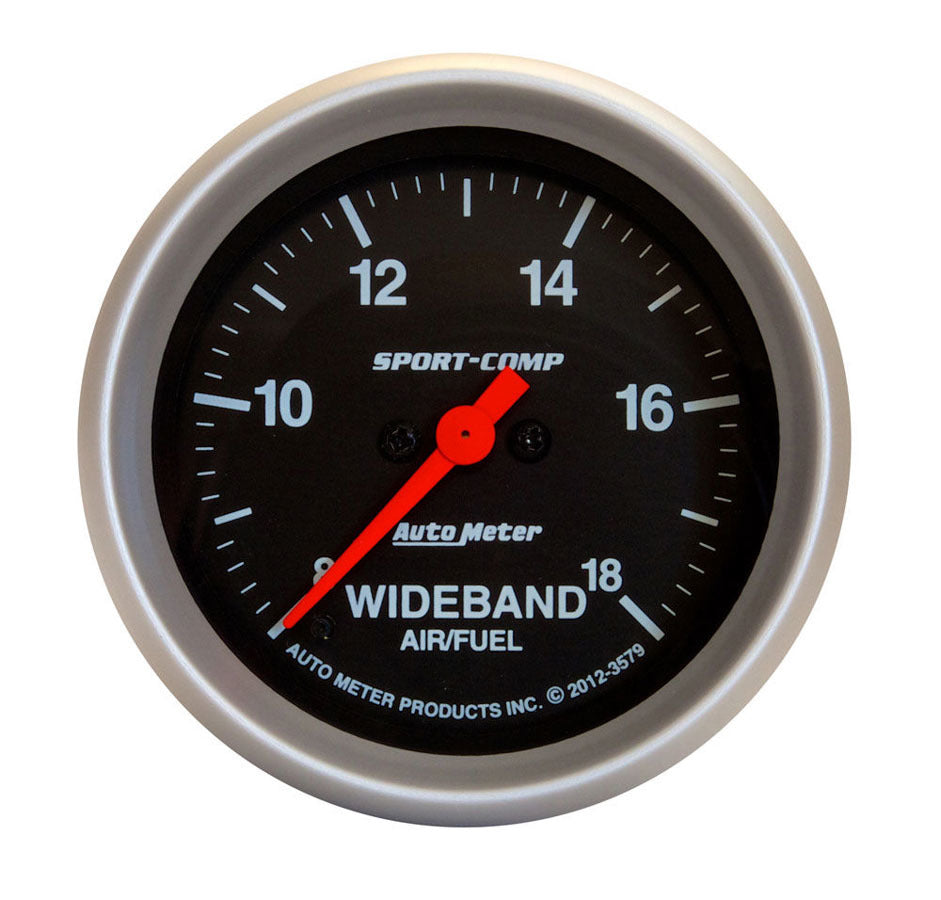 AutoMeter Air-Fuel Ratio Gauge - Sport-Comp - Wideband - 8:1-18:1 AFR - Electric - Analog - Full Sweep - 2-5/8 in Diameter - Black Face - Each