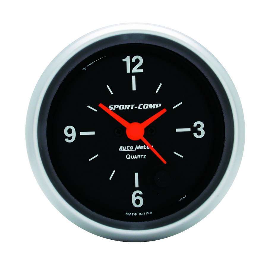 AutoMeter Clock Gauge - Sport-Comp - Electric - Analog - 2-5/8 in Diameter - Black Face - Each