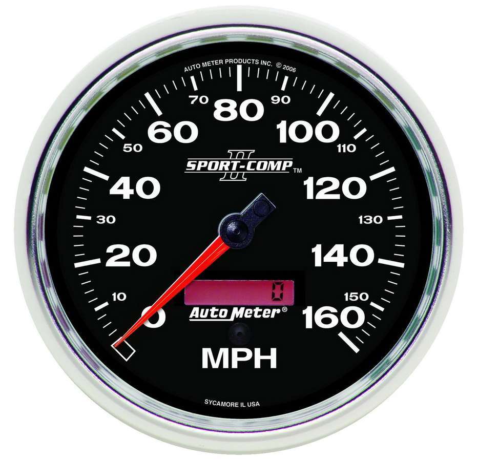 AutoMeter Speedometer - Sport-Comp II - 160 MPH - Electric - Analog - 5 in Diameter - Programmable - Black Face - Each