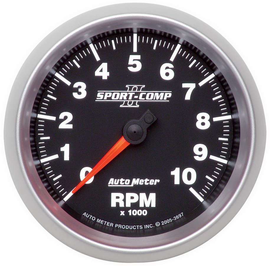 AutoMeter Tachometer - Sport-Comp II - 10000 RPM - Electric - Analog - 3-3/8 in Diameter - Dash Mount - Black Face - Each
