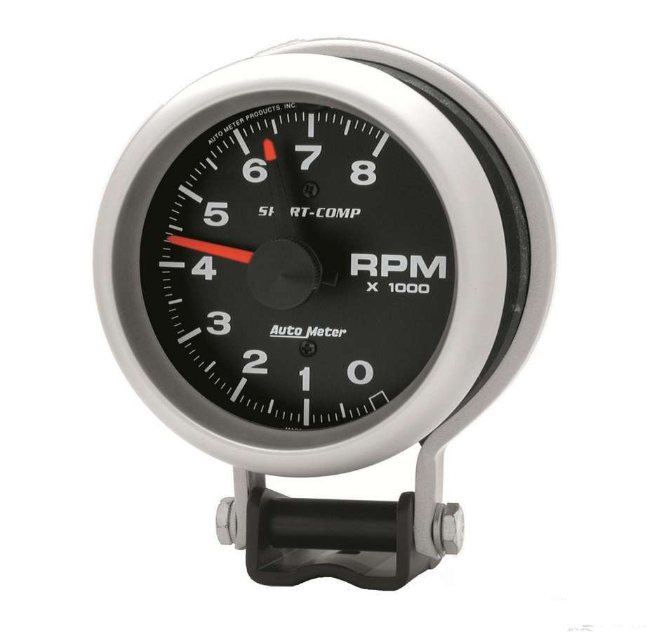 AutoMeter Tachometer - Sport-Comp - 8000 RPM - Electric - Analog - 3-3/4 in Diameter - Pedestal Mount - Black Face - Each