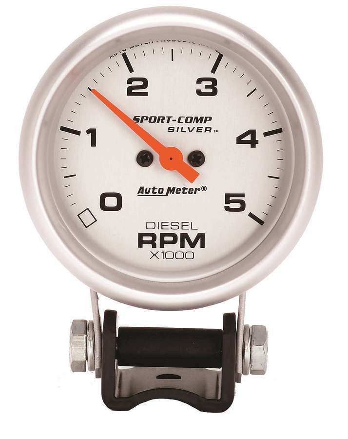 AutoMeter Tachometer - Ultra-Lite - 5000 RPM - Electric - Analog - 2-5/8 in Diameter - Pedestal Mount - Silver Face - Each