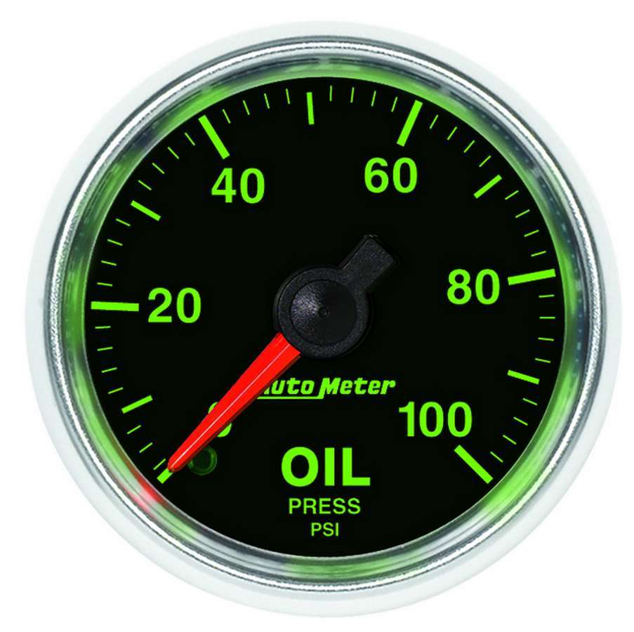 AutoMeter Oil Pressure Gauge - GS - 0-100 psi - Mechanical - Analog - Full Sweep - 2-1/16 in Diameter - Black Face - Each