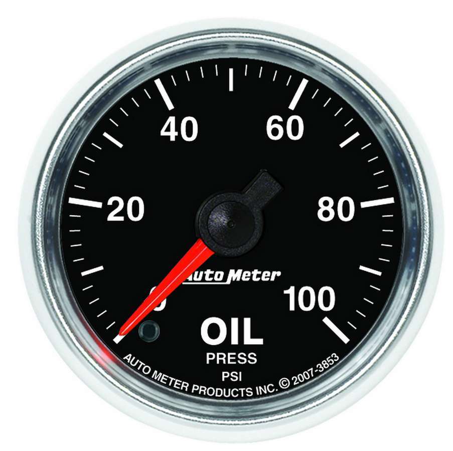 AutoMeter Oil Pressure Gauge - GS - 0-100 psi - Electric - Analog - Full Sweep - 2-1/16 in Diameter - Black Face - Each