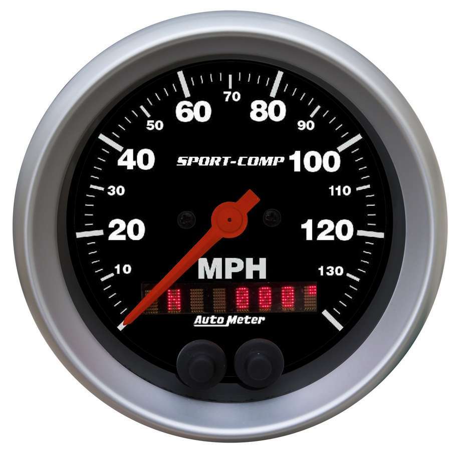 AutoMeter Speedometer - Sport-Comp - 140 MPH - Electric - Analog - 3-3/8 in Diameter - GPS Tracking - Black Face - Each