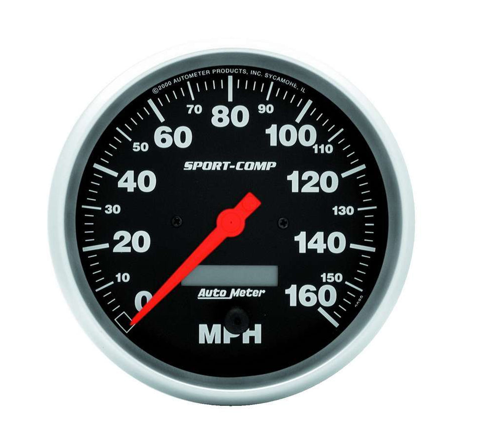 AutoMeter Speedometer - Sport-Comp - 160 MPH - Electric - Analog - 5 in Diameter - Programmable - Black Face - Each