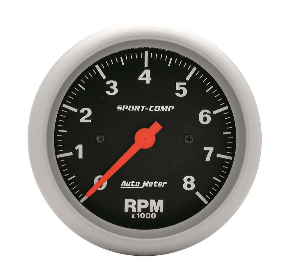 AutoMeter Tachometer - Sport-Comp - 8000 RPM - Electric - Analog - 3-3/8 in Diameter - Dash Mount - Black Face - Each